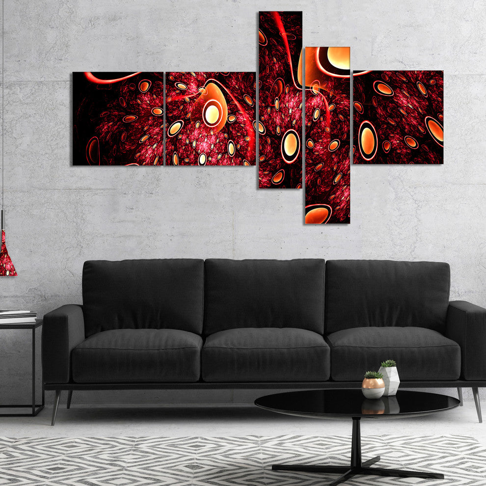 Red 3D Surreal Abstract Design, Abstract Canvas Art Print, 60"x32", 5 panels