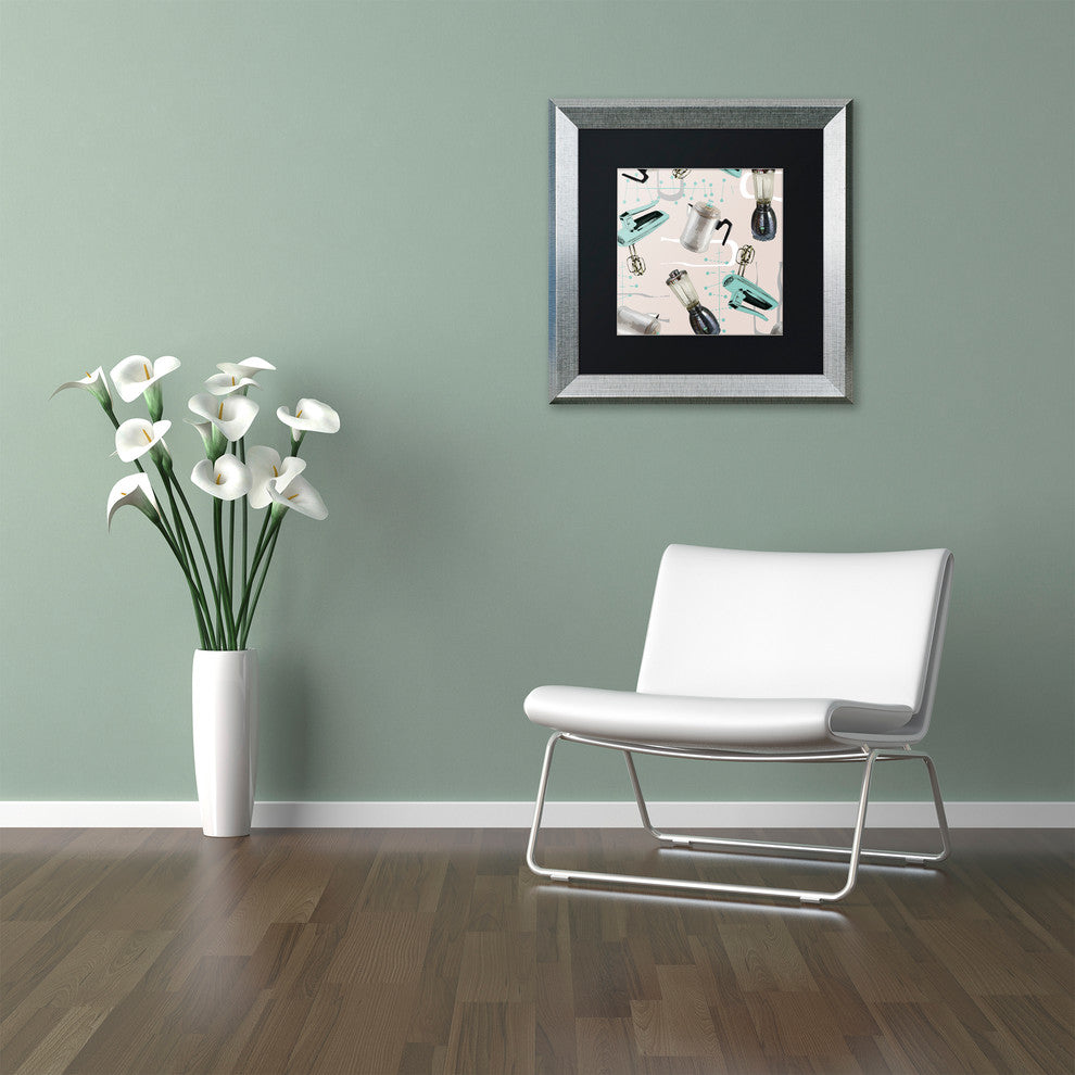 Color Bakery 'Fifties Patterns I' Art, Silver Frame, Black Matte, 16"x16"