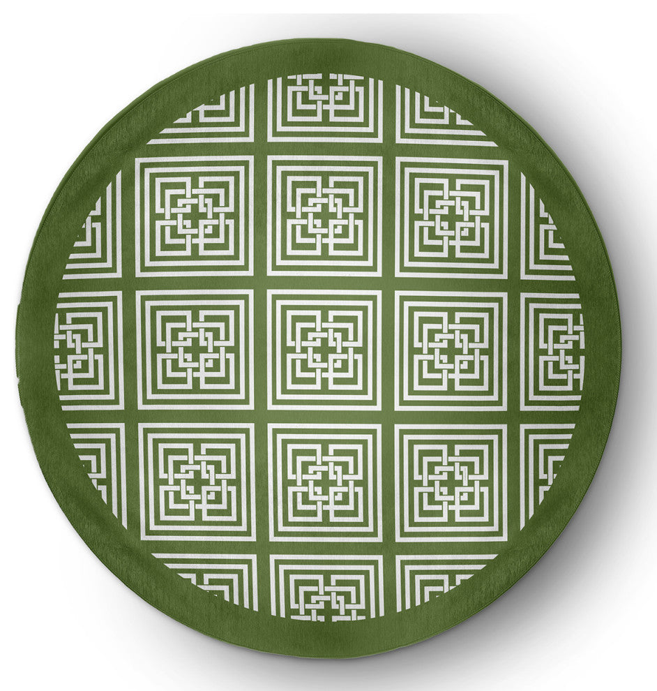 Greek New Key Rug, Scallion, 5' Round