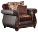 Fabric and Leatherette Chair with Rolled Arms Design, Burgundy