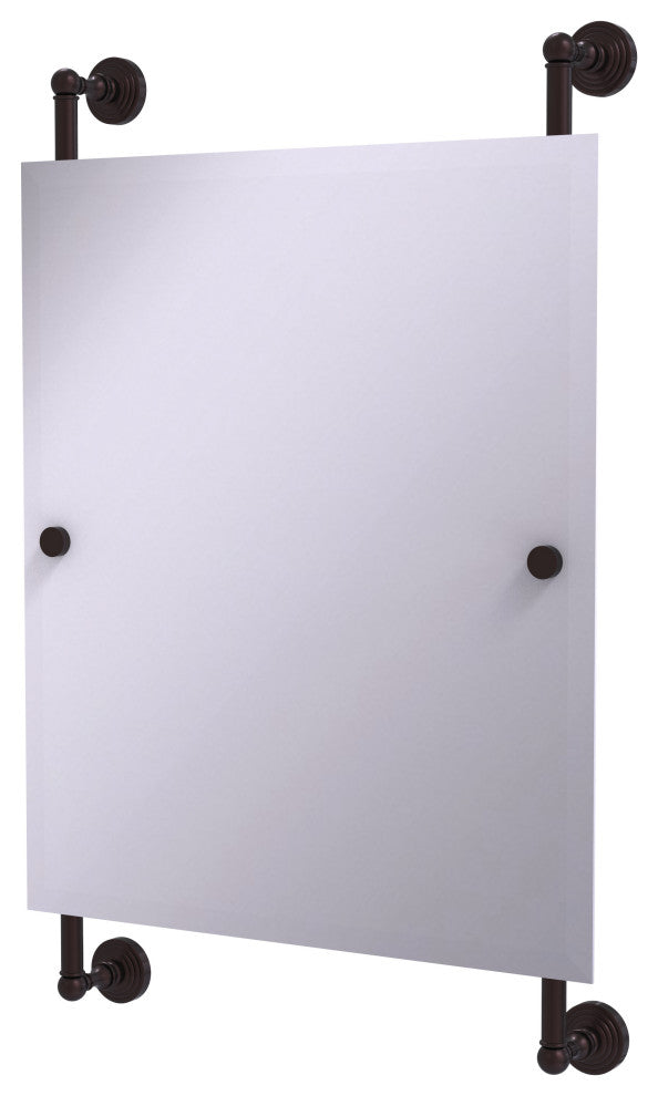 Waverly Place Rectangular Frameless Rail Mounted Mirror, Antique Bronze
