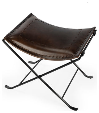 Melton Dark Brown Leather Stool , 3722117