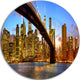 Manhattan Panorama With Skyscrapers, Cityscape Round Wall Art, 11"