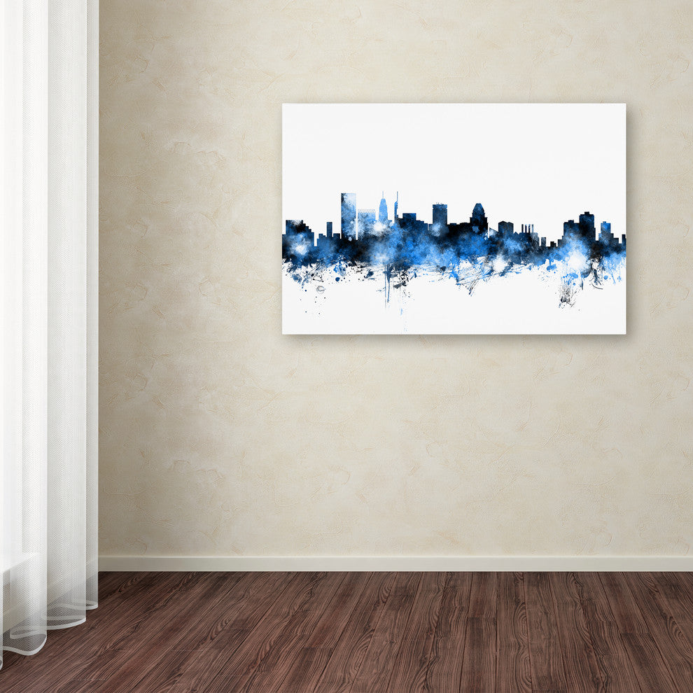 Michael Tompsett 'Baltimore MD Skyline White' Canvas Art, 30x47