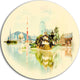 Tokyo Panoramic View, Cityscape Watercolor Disc Metal Wall Art, 36"