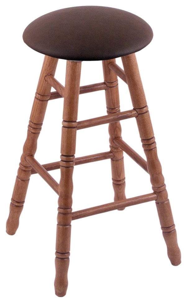 Holland Bar Stool, Oak Round Cushion Bar Stool, Turned Legs