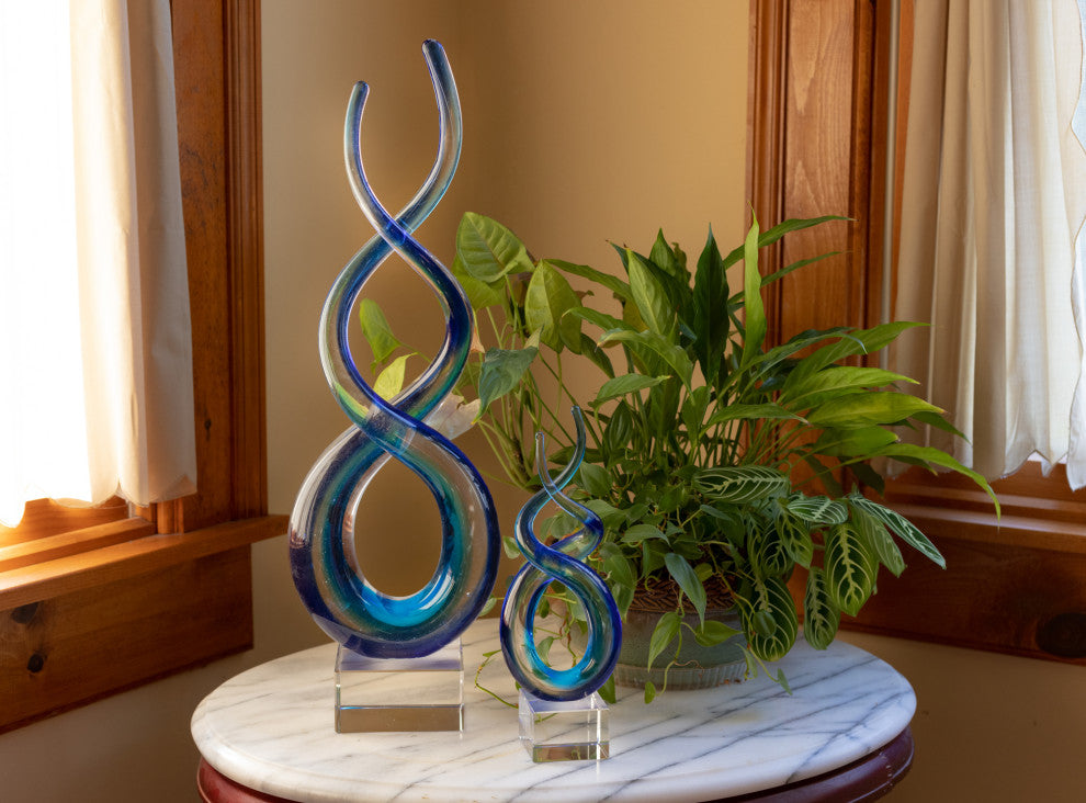 Badash GW521 Touch The Blues Murano Art Glass Centerpiece on CrystalBase