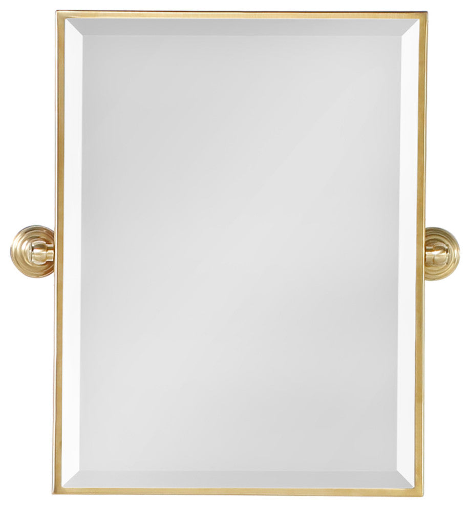 Water-Creation Empire 18"x24" In. Metal Rectangular Mirror in Satin Gold PVD