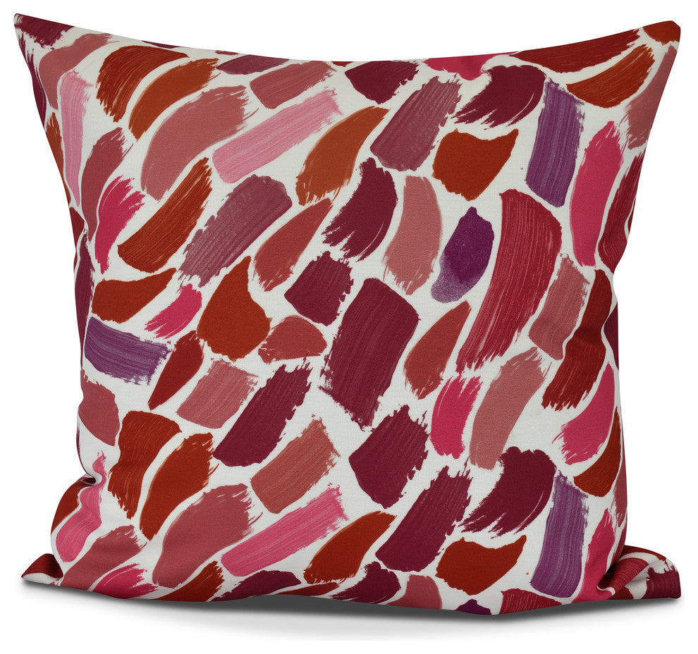 Wenstry, Geometric Print Pillow, Cranberry, 16" x 16"