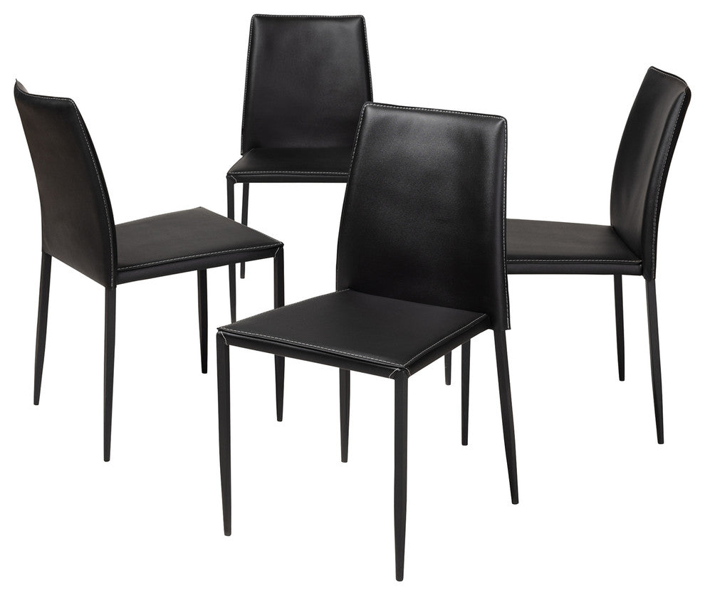 Pascha Faux Leather Upholstered Dining Chair, Set of 4, Black