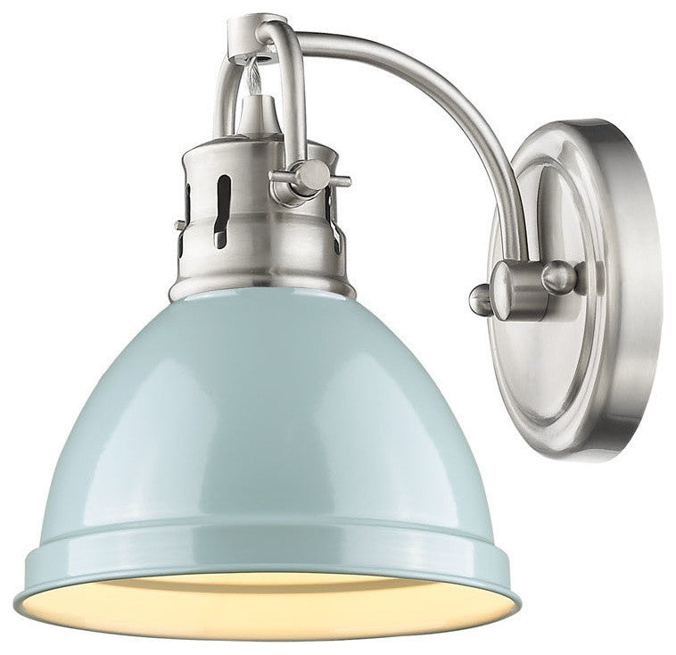 Duncan 1-Light Vanity Fixture, Pewter, Pewter/Seafoam