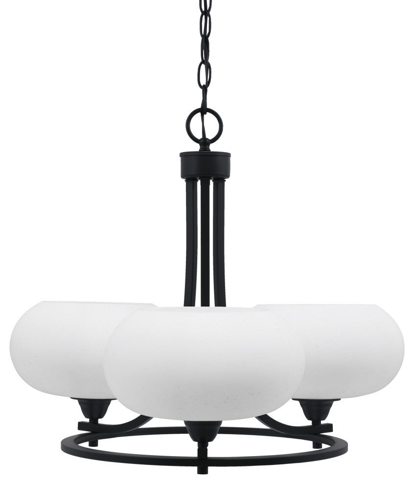 Paramount 3-Light Chandelier, Matte Black, 10" White Muslin Glass