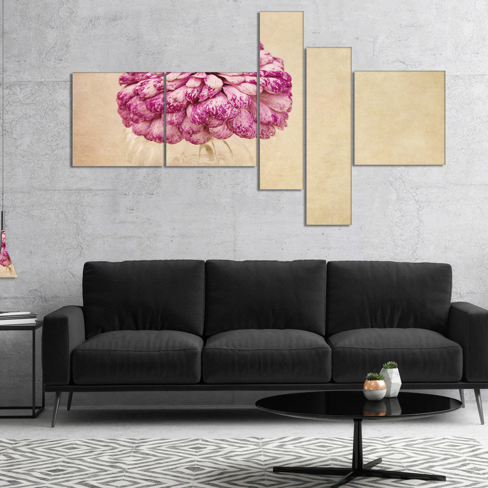 Pink Flower in Vase Watercolor, Floral Canvas Art Print, 60"x32", 5 panels