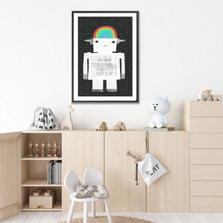 Kids Framed Art Print, Sleep Laugh Create Repeat by Treechild, 24"x36", Framed