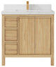 Elizabeth 36 Center Sink Bath Vanity in Light Natural Teak 2" Empira Quartz