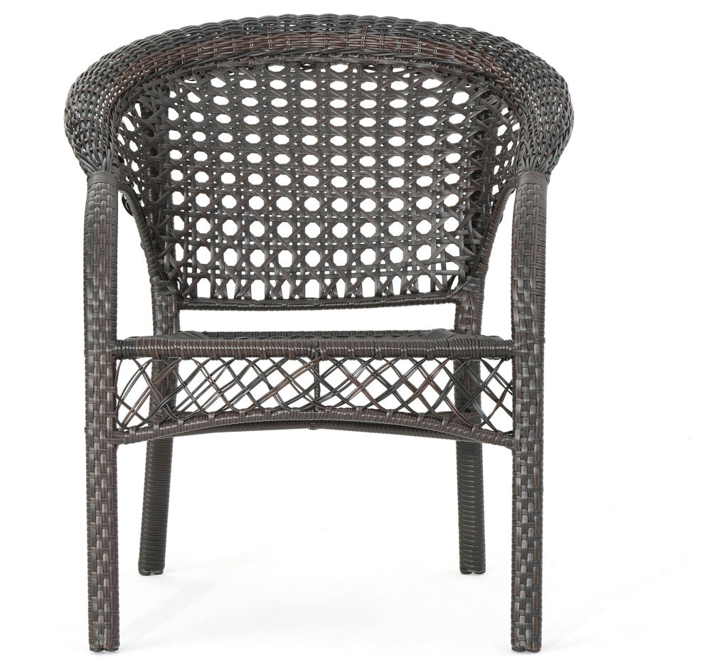 GDF Studio 7-Piece Ursula Outdoor Multi-Brown Wicker Dining Set