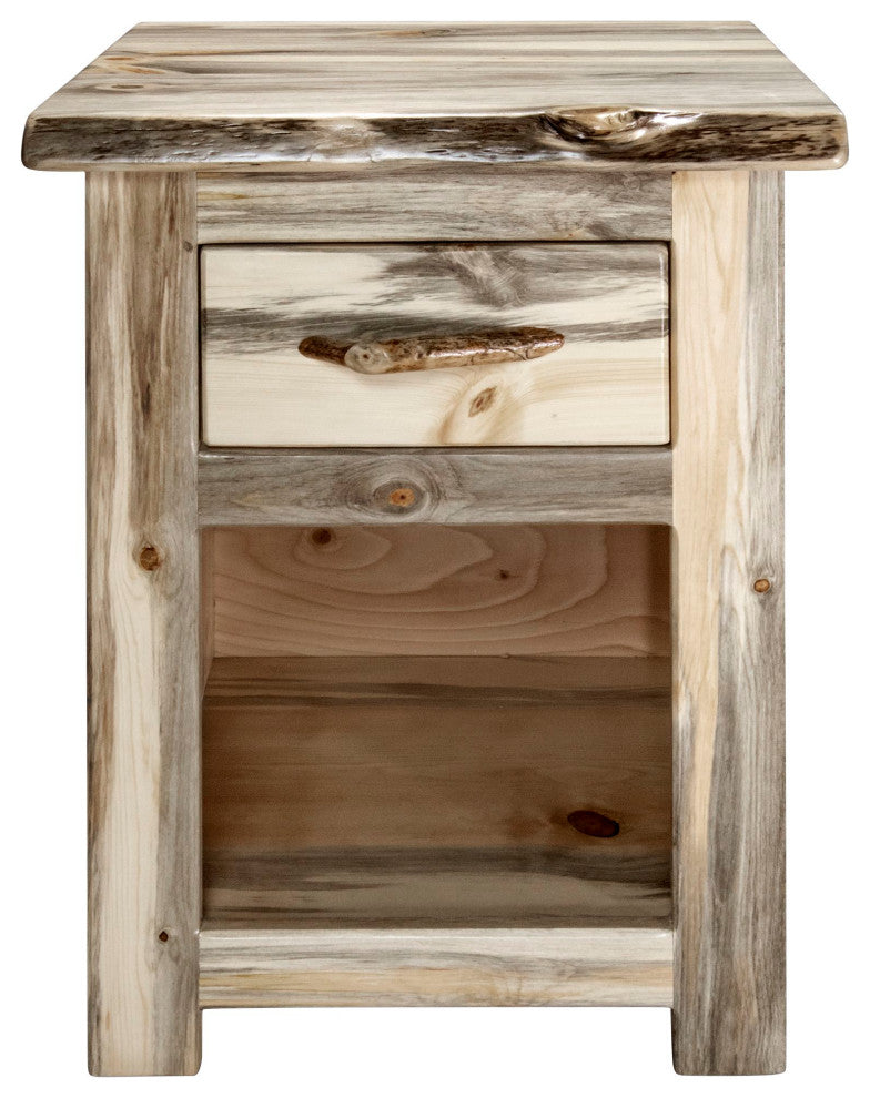 Big Sky Collection Live Edge, One Drawer Nightstand, Natural, 25"H