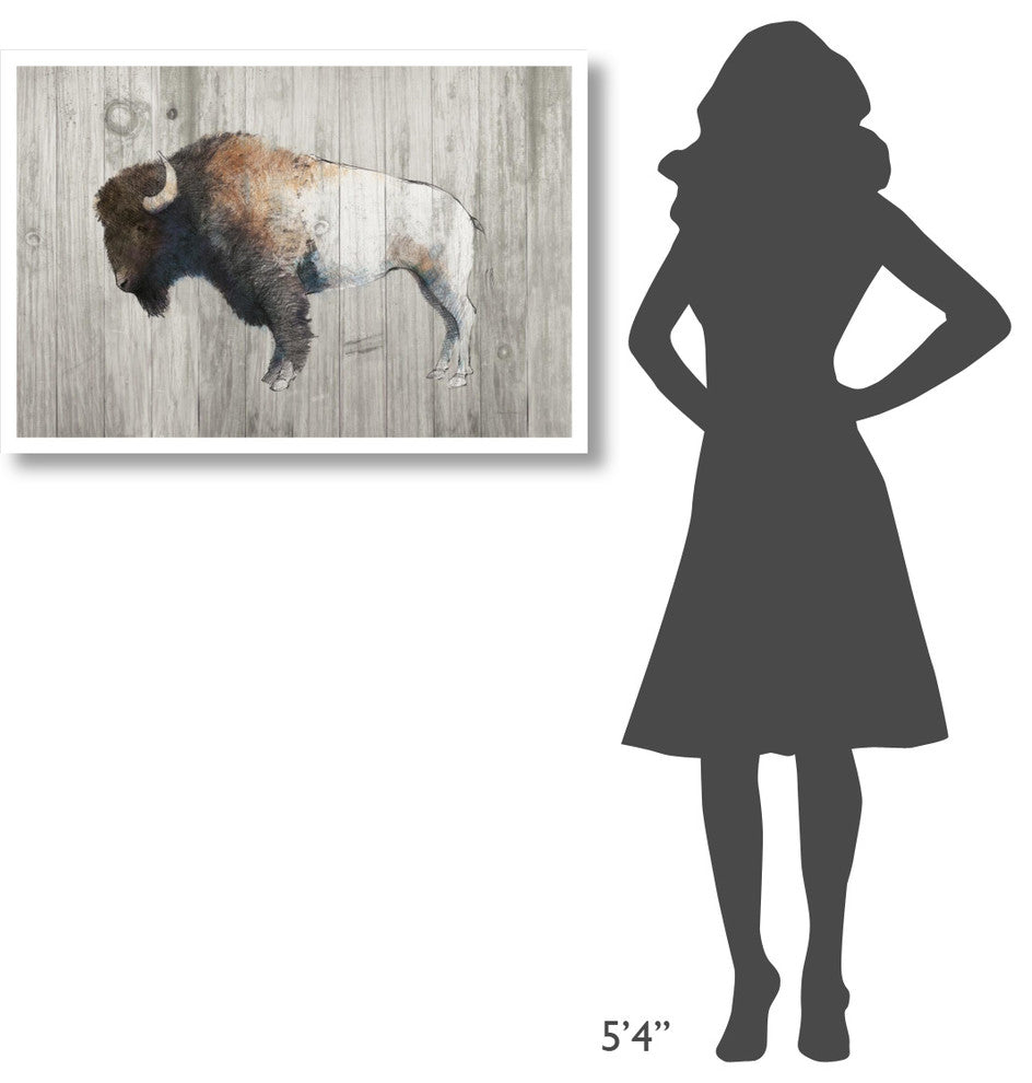 "Colorful Bison Dark Brown on Wood" Paper Print by Avery Tillmon, 38"x26"