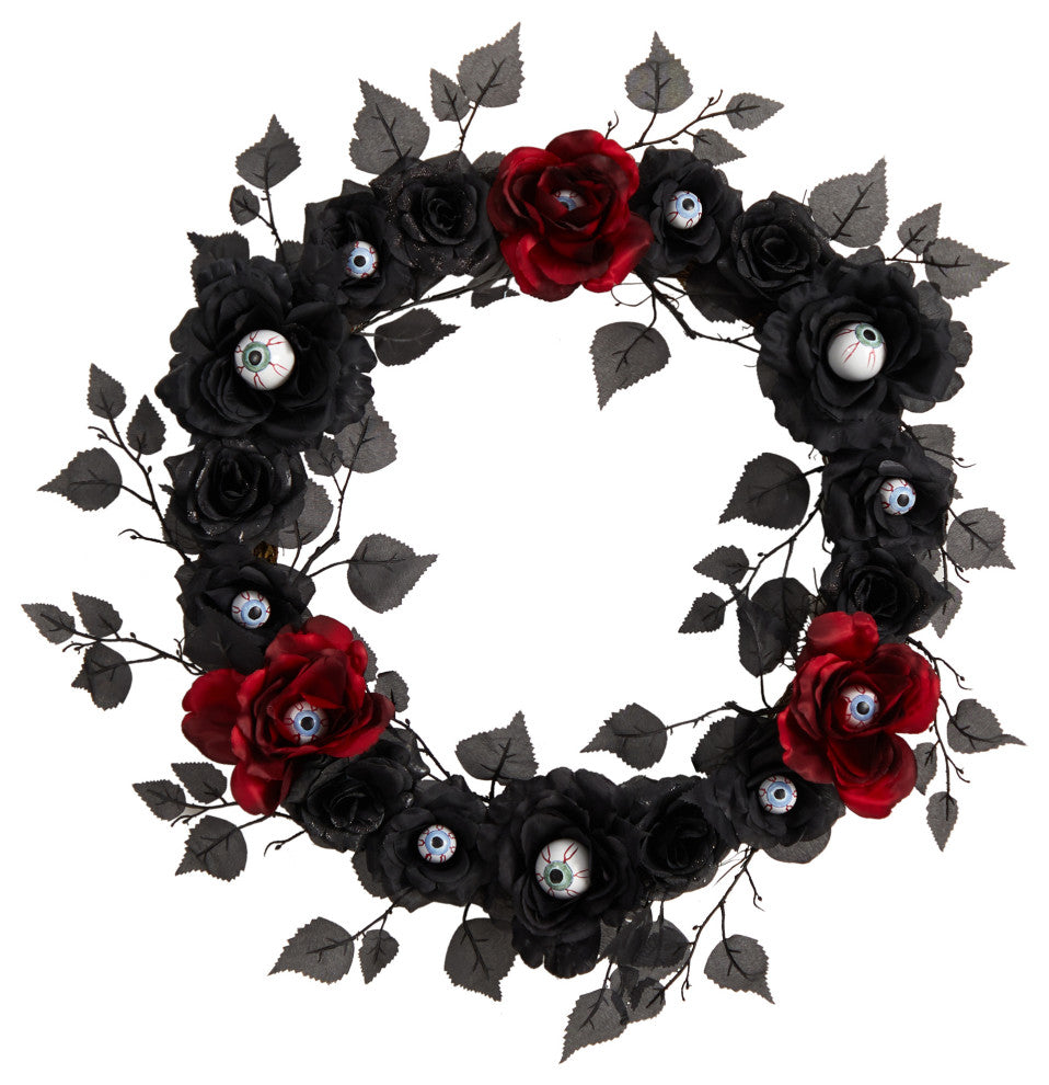 24" Eyeball Rose Halloween Artificial Wreath