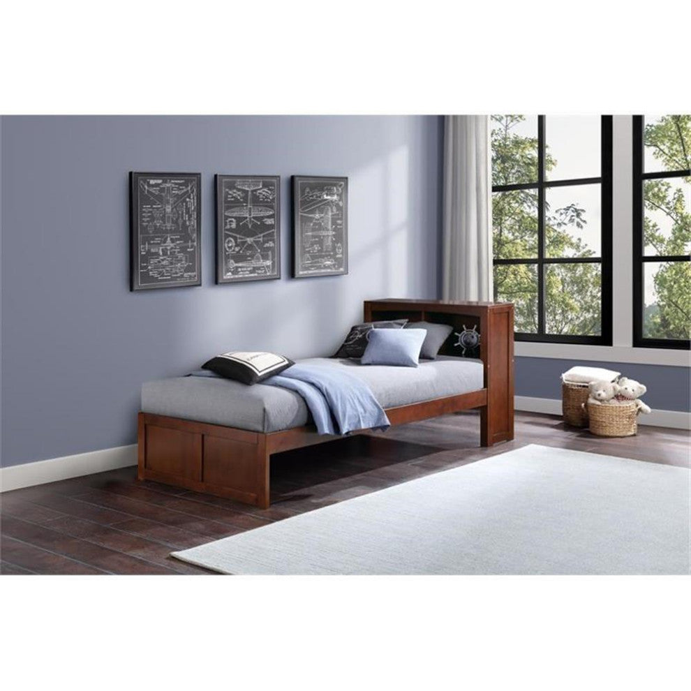 Lexicon Rowe Transitional Wood Twin Bookcase Bed in Dark Cherry