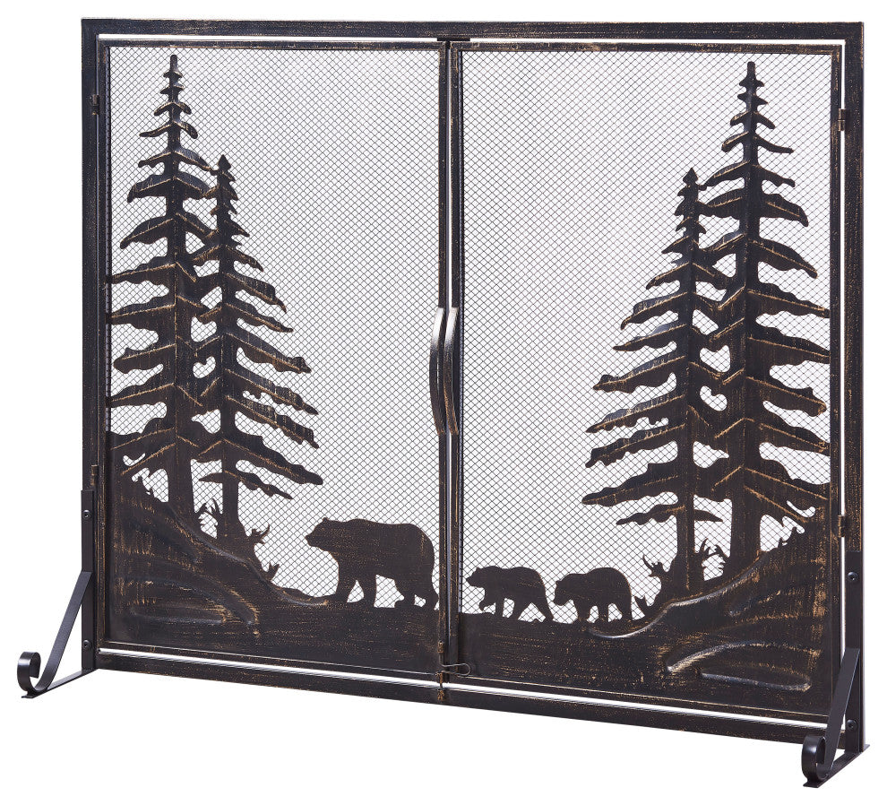 2-Door Iron Fireplace Screen