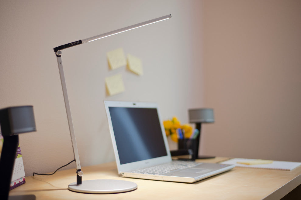 Z-Bar Solo Mini Desk Lamp With Base, Warm Light, Silver