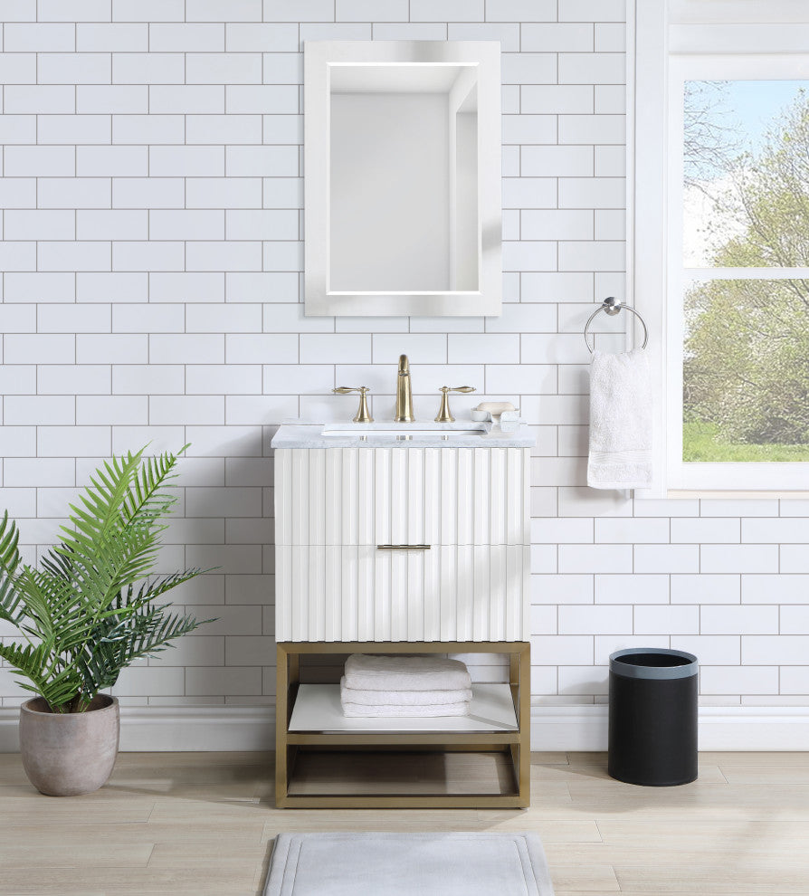 Monad Bathroom Vanity, White, 24" Wide