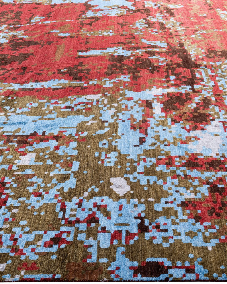 Ikat One-of-a-Kind Hand-Knotted Area Rug Red, 8' 1" x 10' 0"