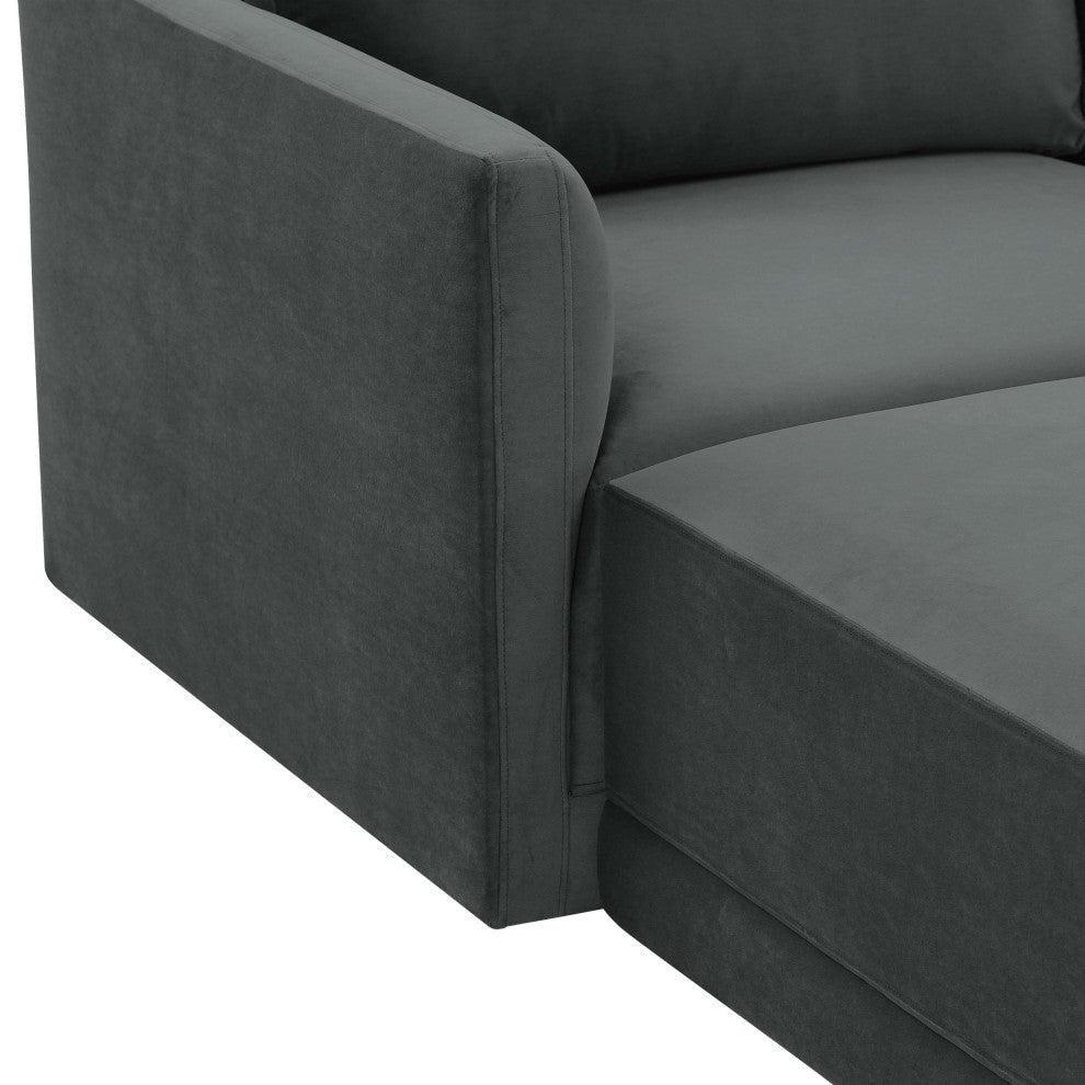 Flix Modular U Velvet Sectional Sofa, Modern 6 Piece Sectional Couch Set, Grey