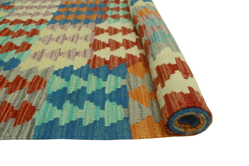 Sangat Kilim Madiana Orange/Blue Rug, 4'1x5'7