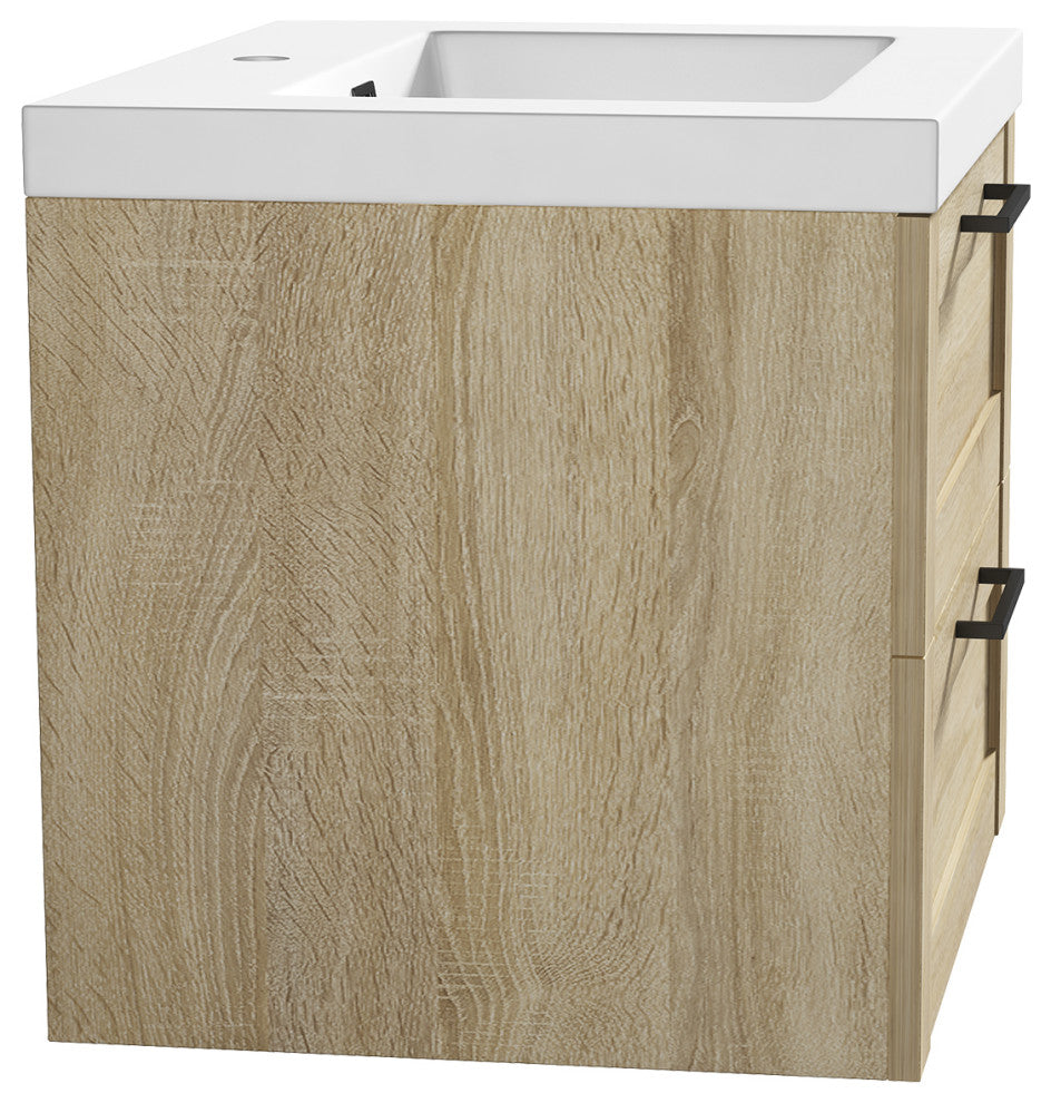 The Cosmo Wall Mounted Modern Bathroom Vanity, Ace, 24"