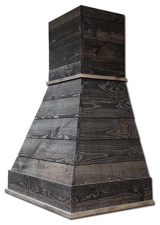 Castlewood Rustic Shiplap Chimney Hood - Dark Gray, 36", No Ventilator/Liner