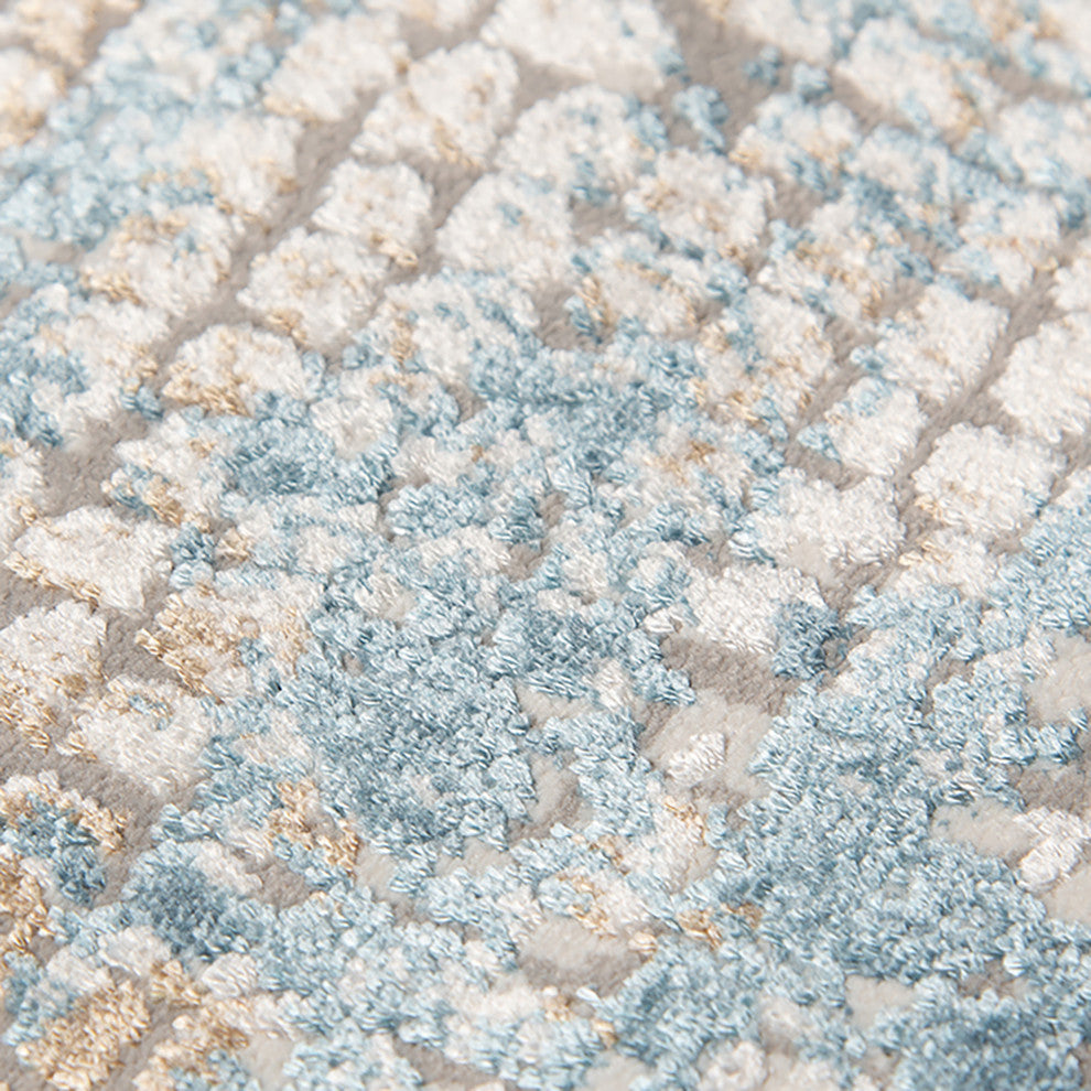 Haleena Alerra Gold/Blue Polyester Blend Area Rug, 8'6"x11'6"