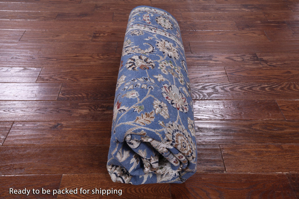 6' Square Persian Nain Wool & Silk Handmade Rug - Q13133