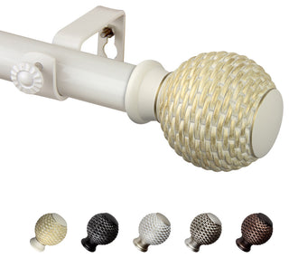 Wicker 1" Curtain Rod, White, 120-170"