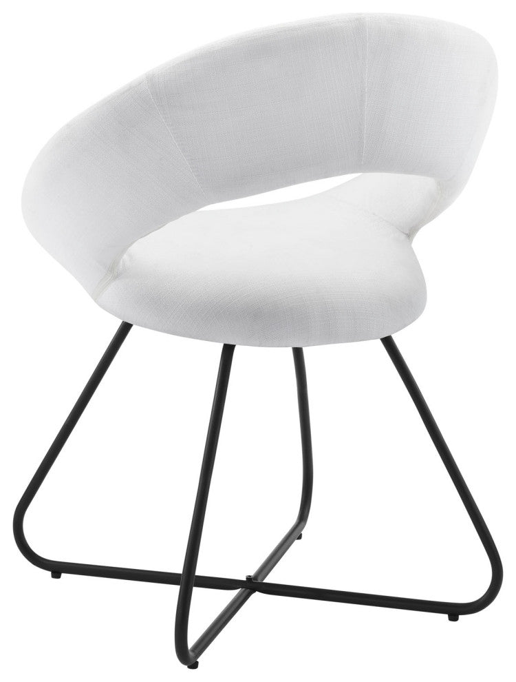 Dining Chair, Set of 2, White Black, Fabric, Modern, Cafe Bistro Hospitality