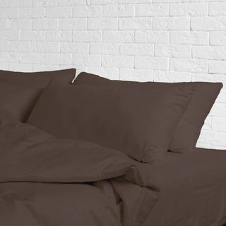 Egyptian Cotton Feel Cool, 4-Piece Sheet Set Deep Pockets, Chocolate, Full