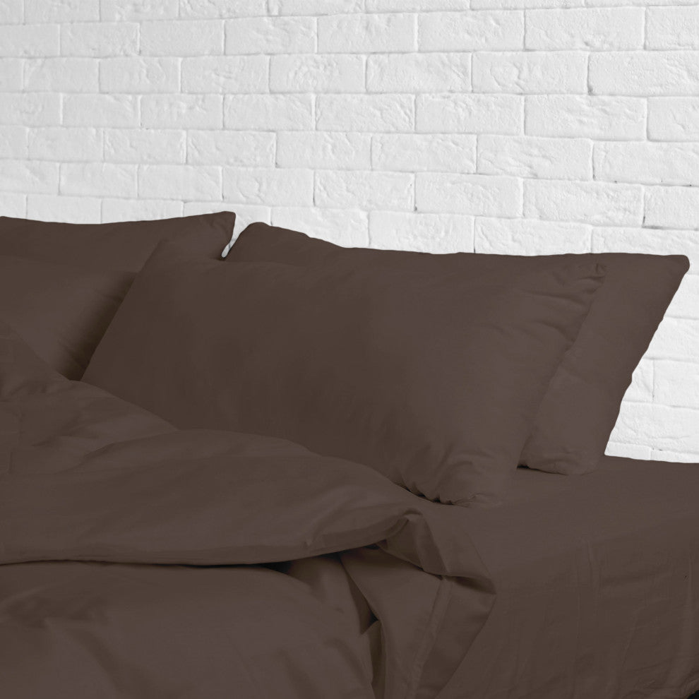 Egyptian Cotton Feel Cool, 4-Piece Sheet Set Deep Pockets, Chocolate, Full
