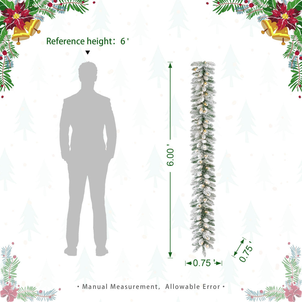 2-Pack 6' Pre-Lit Snow Flocked Christmas Garland
