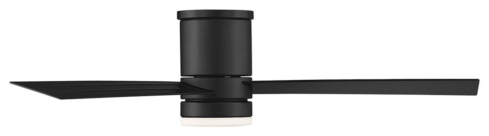 Axis 3-Blade Smart Flush Mount Ceiling Fan 52" Matte Black, 2700K LED Kit