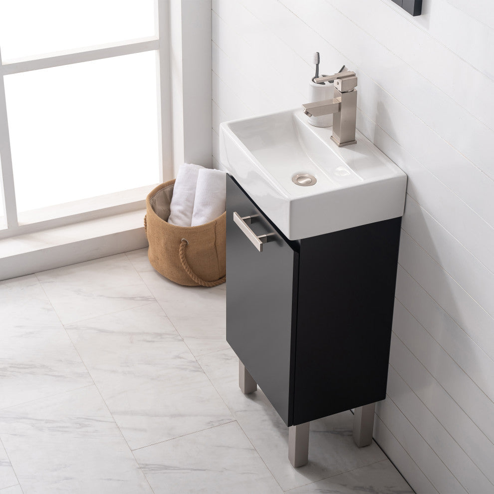 Stella Modern Black 16.5" Single Sink Vanity
