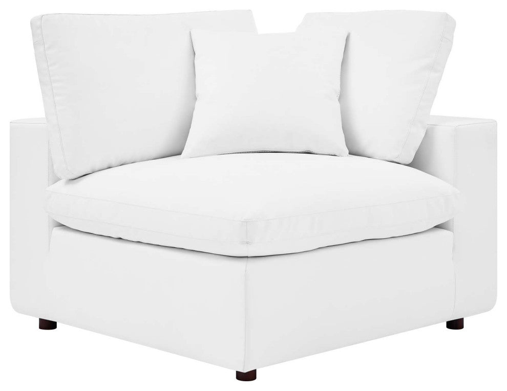 Commix Down Filled Overstuffed Vegan Leather 6-Piece Sectional Sofa - White