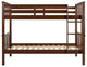Solid Pine Wood Twin Over Twin Bunk Bed, Walnut