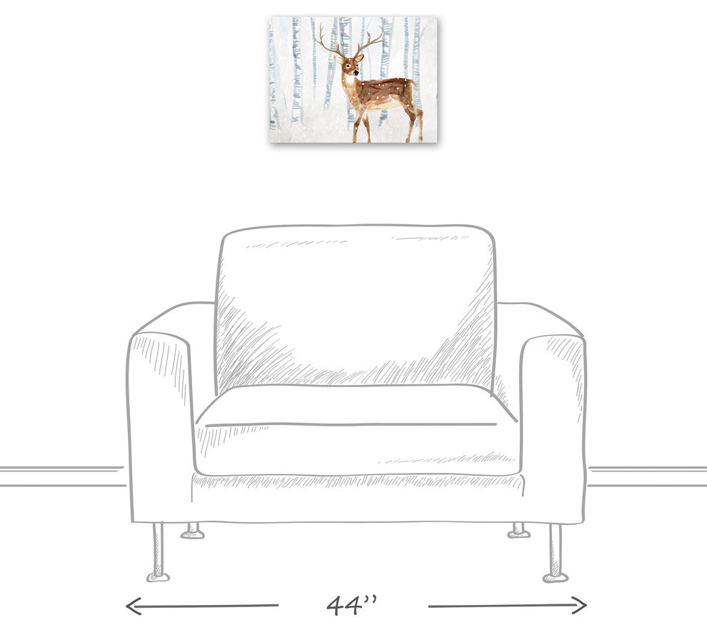 "Deer in Winter Wonderland" Canvas Wall Art, 16"x12"