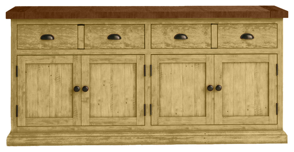 70" Rustic Two Tone Sideboard Buffet, Cupola Yellow