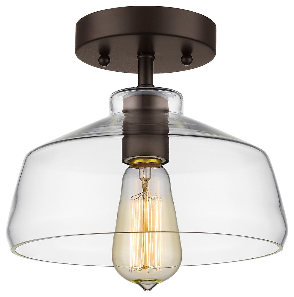 Ironclad  1-Light Rubbed Bronze Semi-Flush Ceiling Fixture