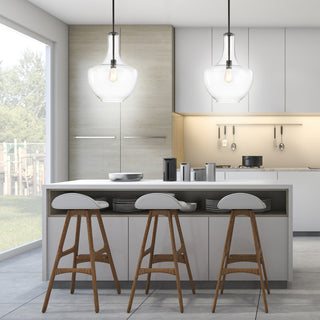 Watts 10.5" Glass, Metal LED Pendant, Oil Rubbed Bronze/Clear, Width: 13.25"