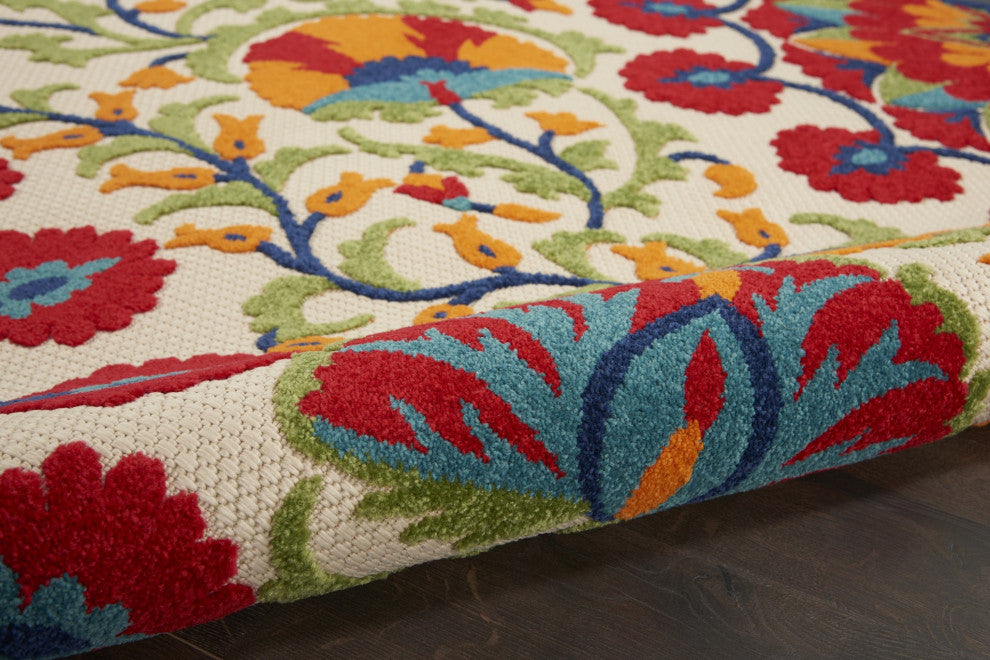 7 x 10' Red and Multicolor Indoor Outdoor Area Rug