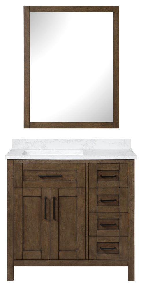OVE Decors Tahoe Vanity With Mirror, Almond Latte, 36"