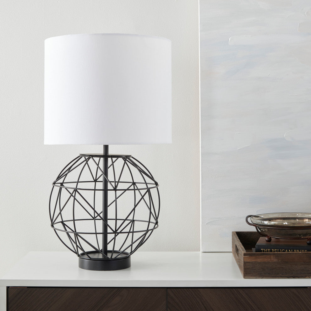 Nourison AKT02 Table Lamp, Black, 12" x 12" x 22"